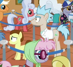Size: 589x547 | Tagged: safe, derpibooru import, screencap, emerald green, green gem, pony morty, pony rick, silver waves, ponified, earth pony, pegasus, pony, grannies gone wild, background pony, clothes, colt, cropped, duo focus, female, las pegasus resident, male, mare, morty smith, rick and morty, rick sanchez, stallion, this is real, this will end in death, this will end in timeline distortion