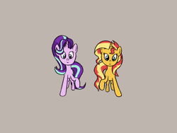 Size: 1440x1080 | Tagged: safe, artist:artattax, derpibooru import, starlight glimmer, sunset shimmer, pony, unicorn, equestria girls, mirror magic, spoiler:eqg specials, animated, beanie, female, frame by frame, hat, holding hands, itchy and scratchy, lesbian, present, shimmerglimmer, shipping, sound, the starlight glimmer show, webm