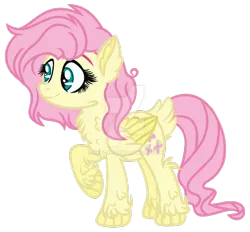Size: 1024x949 | Tagged: safe, artist:bezziie, derpibooru import, fluttershy, pony, base used, fluffy, raised hoof, simple background, solo, transparent background