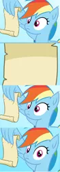 Size: 1024x2907 | Tagged: derpibooru import, edit, edited screencap, exploitable meme, grannies gone wild, meme, rainbow dash, rainbow dash reading a scroll, safe, screencap, solo