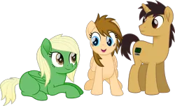 Size: 1655x1004 | Tagged: safe, artist:peahead, derpibooru import, oc, oc:data wave, oc:stellar winds, unofficial characters only, pegasus, pony, unicorn, my little pony: the movie, blonde, blue eyes, brown eyes, female, male, mare, movie accurate, simple background, smiling, stallion, transparent background, vector