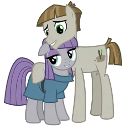 Size: 3200x3200 | Tagged: safe, artist:cheezedoodle96, derpibooru import, maud pie, mudbriar, earth pony, pony, the maud couple, .svg available, female, floppy ears, hug, lidded eyes, looking at you, male, mare, maudbriar, shipping, simple background, smiling, stallion, straight, svg, transparent background, vector