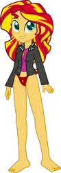 Size: 886x2500 | Tagged: suggestive, artist:salemcat, derpibooru import, edit, editor:slayerbvc, vector edit, sunset shimmer, equestria girls, alternative cutie mark placement, barefoot, breasts, clothes, crotchmark, cutie mark underwear, feet, female, panties, red underwear, simple background, solo, solo female, transparent background, underwear, vector