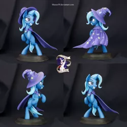 Size: 2000x2000 | Tagged: safe, artist:shuxer59, derpibooru import, trixie, unicorn, cape, clothes, cutie mark, female, figurine, hat, irl, mare, photo, rearing, sculpture, smiling, solo, teeth, traditional art