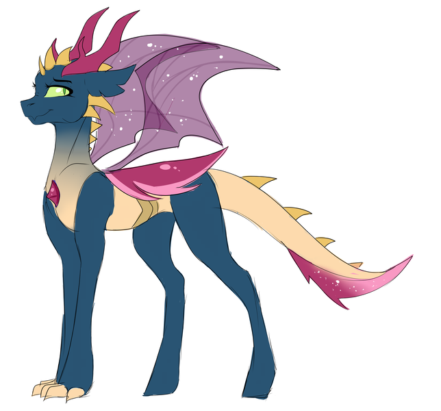 Size: 3307x3079 | Tagged: artist:anyatrix, changeling hybrid, derpibooru import, dragonling, female, high res, hybrid, interspecies offspring, magical gay spawn, oc, oc:dragonfly, offspring, parent:spike, parents:thoraxspike, parent:thorax, safe, simple background, solo, unofficial characters only, white background