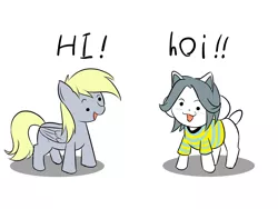 Size: 1600x1200 | Tagged: safe, artist:phoenixperegrine, derpibooru import, derpy hooves, pony, temmie, crossover, female, smiling, temderpy, undertale