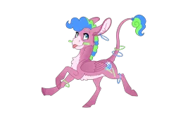 Size: 3000x2000 | Tagged: safe, artist:jackiebloom, derpibooru import, oc, oc:disco inferno, hybrid, mule, glowstick, high res, leonine tail, male, offspring, parent:pinkie pie, pegamule, simple background, solo, tongue out, transparent background