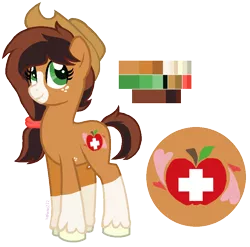 Size: 972x960 | Tagged: safe, artist:zafara1222, derpibooru import, oc, oc:bailey sweet, unofficial characters only, earth pony, pony, base used, cowboy hat, female, hat, mare, offspring, parent:applejack, parent:troubleshoes clyde, parents:troublejack, reference sheet, simple background, socks (coat marking), solo, stetson, transparent background, unshorn fetlocks