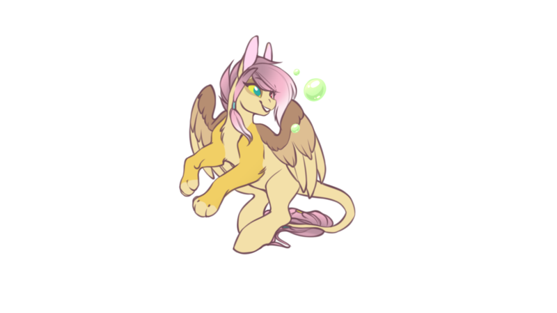 Size: 1280x719 | Tagged: safe, artist:kerydarling, derpibooru import, oc, oc:ellen, unofficial characters only, hybrid, bubble, female, interspecies offspring, offspring, parent:discord, parent:fluttershy, parents:discoshy, simple background, transparent background