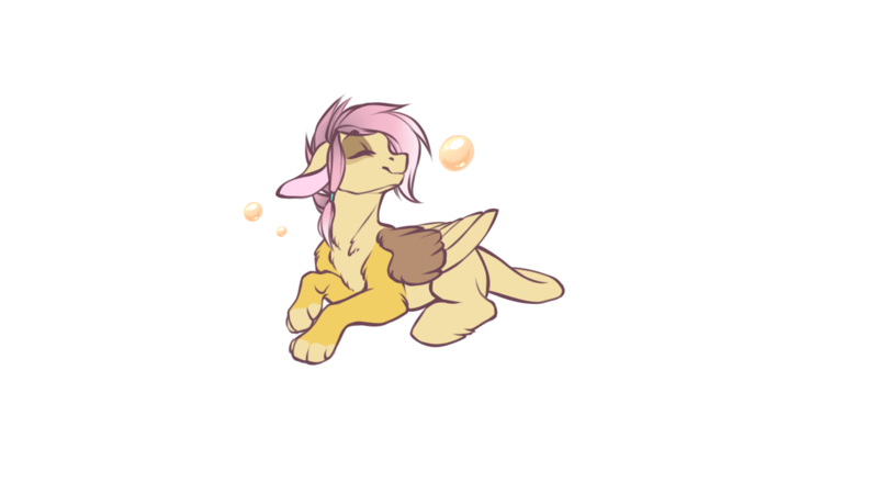 Size: 1280x720 | Tagged: safe, artist:kerydarling, derpibooru import, oc, oc:ellen, unofficial characters only, hybrid, bubble, female, interspecies offspring, offspring, parent:discord, parent:fluttershy, parents:discoshy, simple background, transparent background