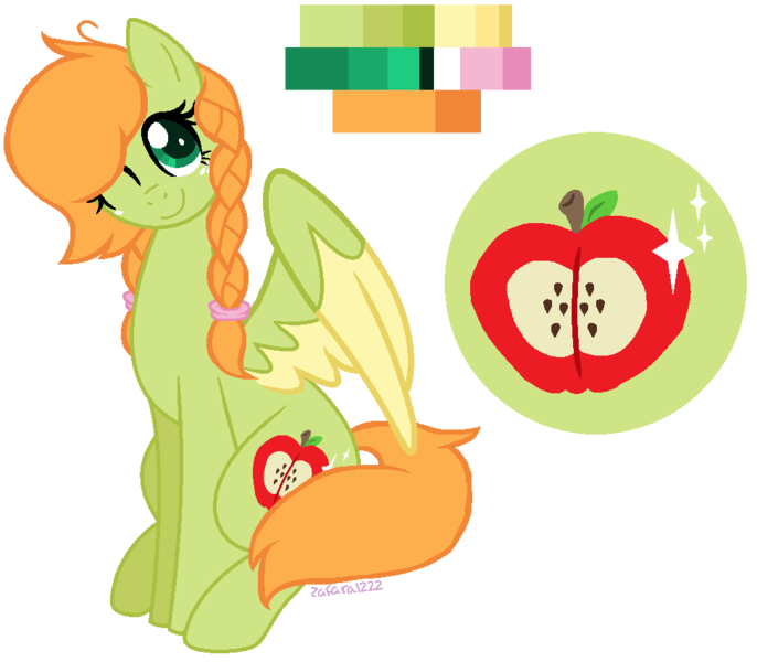 Size: 974x852 | Tagged: safe, artist:zafara1222, derpibooru import, oc, oc:apple flitter, unofficial characters only, pegasus, pony, base used, colored wings, colored wingtips, female, freckles, mare, offspring, one eye closed, parent:big macintosh, parent:fluttershy, parents:fluttermac, reference sheet, simple background, solo, transparent background, wink