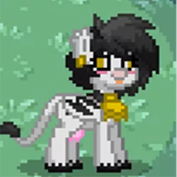 Size: 800x800 | Tagged: safe, artist:darkwolfhybrid, derpibooru import, oc, oc:darkius wolficus, unofficial characters only, cow, pony, pony town, bat wings, blushing, derp, udder