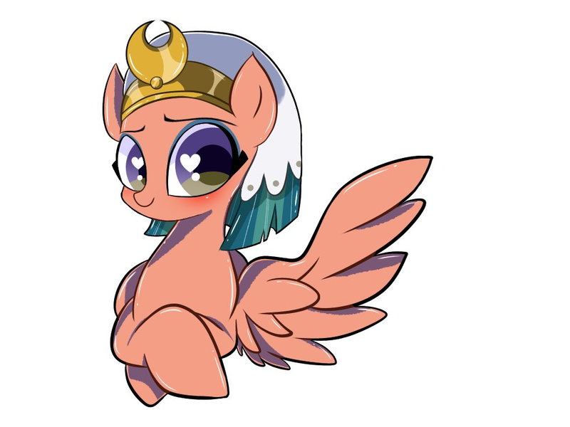 Size: 1024x768 | Tagged: safe, artist:nanima, derpibooru import, somnambula, pegasus, pony, female, headdress, heart eyes, looking at you, mare, simple background, solo, white background, wingding eyes