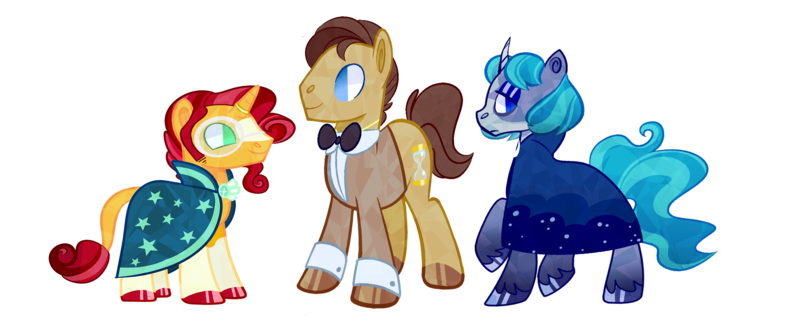 Size: 5000x2000 | Tagged: artist:webkore, derpibooru import, docburst, docgian, doctor whooves, gay, male, polyamory, safe, shipping, simple background, styburst, stygian, sunburst, time turner, transparent background