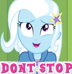 Size: 790x815 | Tagged: suggestive, derpibooru import, edit, edited screencap, screencap, trixie, equestria girls, caption, cropped, expand dong, exploitable meme, image macro, meme, solo, trixie yells at everything