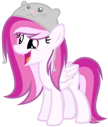 Size: 846x1003 | Tagged: safe, artist:comfydove, derpibooru import, oc, oc:comfy dove, unofficial characters only, pegasus, pony, cute, digital art, female, happy, hat, mare, ocbetes, open mouth, paint.net, simple background, solo, standing, transparent background, vector