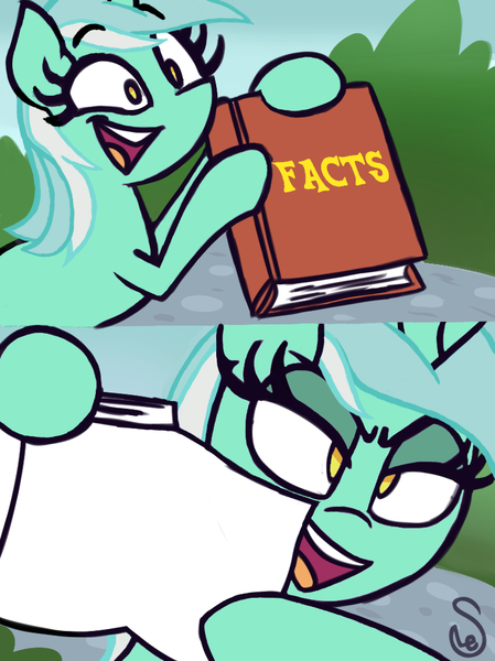 Size: 760x1015 | Tagged: safe, artist:quarium edits, derpibooru import, edit, editor:fang, lyra heartstrings, pony, unicorn, 2 panel comic, bipedal, book, comic, ed edd n eddy, exploitable, exploitable meme, female, glare, hoof hold, lidded eyes, lyra's fact book, mare, meme, open mouth, pointing, smiling, smirk, solo, template, twilight's fact book, wide eyes