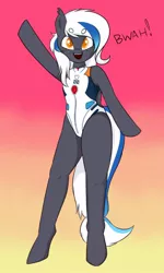 Size: 440x734 | Tagged: alternate version, artist:nero9, bipedal, bwah, clothes, cute, dawwww, derpibooru import, neon genesis evangelion, oc, ocbetes, oc:vexxy, one-piece swimsuit, plugsuit, rei ayanami, safe, semi-anthro, swimsuit, unofficial characters only