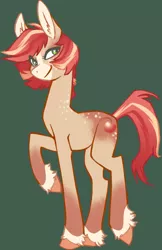 Size: 595x917 | Tagged: safe, artist:miaoumaou, derpibooru import, oc, oc:bing, unofficial characters only, earth pony, pony, cutie mark, dappled, female, simple background, smiling, solo