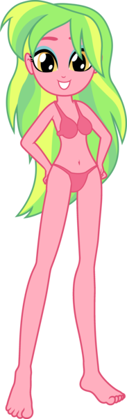 Size: 1489x4894 | Tagged: suggestive, artist:salemcat, derpibooru import, edit, edited edit, editor:slayerbvc, vector edit, lemon zest, equestria girls, friendship games, barefoot, belly button, bra, breasts, clothes, feet, female, grin, panties, pink underwear, recolor, simple background, smiling, solo, transparent background, underwear, underwear edit, vector