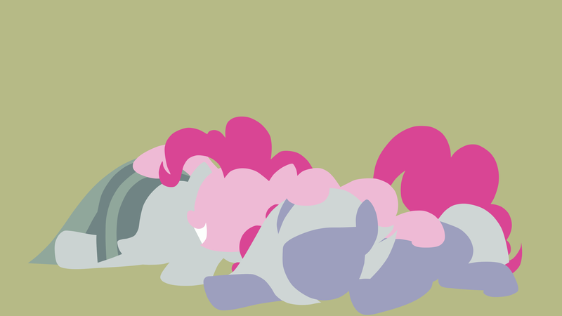 Size: 3840x2160 | Tagged: safe, artist:toastybrownpotatoes, derpibooru import, limestone pie, marble pie, pinkie pie, earth pony, pony, hugtastic pinkie pie, the maud couple, 4k resolution, female, happy, hooves, lineless, lying down, mare, minimalist, one-sided hug, pony pile, simple background, smiling, teeth, wallpaper