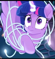 Size: 520x553 | Tagged: safe, derpibooru import, screencap, twilight sparkle, twilight sparkle (alicorn), alicorn, jellyfish, pony, seapony (g4), my little pony: the movie, bondage, cropped, entangled, female, oh crap face, seaponified, seapony twilight, species swap, tangled up, tentacle bondage, tentacles, unsexy bondage
