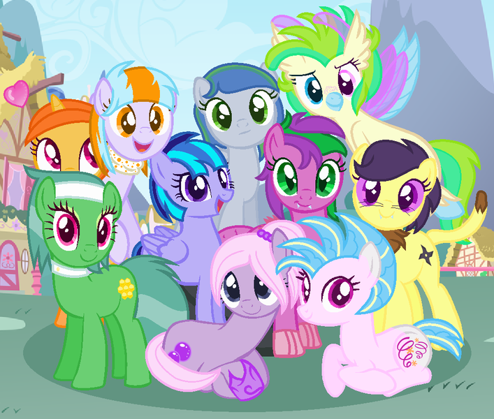 Size: 1004x852 | Tagged: alternate universe, artist:razorbladetheunicron, base used, cutie mark, derpibooru import, female, group, group photo, lateverse, magical lesbian spawn, male, next generation, oc, oc:cardamom, oc:citrus surprise, oc:confetti balloon, oc:dewdrop glisten, oc:firestorm swirl, oc:lilac, oc:prairie, oc:rose gold, oc:smokey whistle, oc:windy blitz, offspring, parent:amethyst star, parent:birch bucket, parent:capper, parent:flash sentry, parent:flitter, parent:limestone pie, parent:lotus blossom, parent:pinkie pie, parent:prince blueblood, parent:princess skystar, parent:saffron masala, parents:amespike, parents:bluemasala, parents:flashlight, parents:flitterlane, parents:limin', parents:lotusbucket, parent:soarin', parent:spike, parents:saffer, parents:skytwirl, parents:vinylpie, parent:thunderlane, parent:twilight sparkle, parent:twirly, parent:vinyl scratch, safe, unofficial characters only