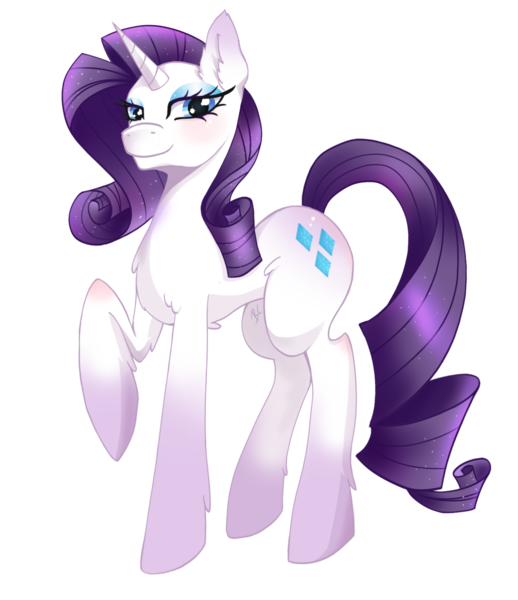 Size: 1024x1185 | Tagged: safe, artist:buru-misu, derpibooru import, rarity, pony, unicorn, collaboration, cutie mark, digital art, ethereal mane, eyeshadow, female, lidded eyes, looking at you, makeup, mare, one hoof raised, raised hoof, simple background, smiling, solo, standing, starry mane, transparent background