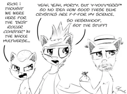 Size: 1500x1111 | Tagged: safe, artist:chopsticks, derpibooru import, heisenbuck, pony morty, pony rick, ponified, earth pony, pony, grannies gone wild, breaking bad, cheek fluff, chest fluff, colt, dialogue, ear fluff, heisenberg, male, morty smith, rick and morty, rick sanchez, sketch, text, walter white