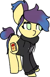 Size: 323x489 | Tagged: safe, artist:nootaz, derpibooru import, oc, oc:star shelf, unofficial characters only, earth pony, pony, clothes, eyeshadow, hoodie, makeup, ponytail, simple background, solo, sweater, tail wrap, transparent background, two toned mane