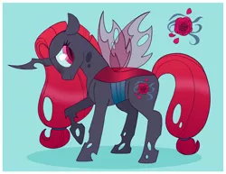 Size: 3300x2550 | Tagged: artist:toodles3702, changeling, changeling oc, commission, derpibooru import, oc, oc:rose mist, raised hoof, red changeling, safe, solo, unofficial characters only