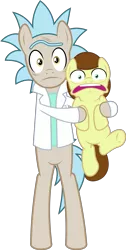 Size: 5615x11144 | Tagged: safe, artist:jhayarr23, derpibooru import, pony morty, pony rick, ponified, earth pony, pony, grannies gone wild, absurd resolution, background pony, clothes, colt, male, morty smith, rick and morty, rick sanchez, simple background, stallion, transparent background, vector