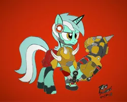 Size: 5000x4000 | Tagged: safe, artist:brekrofmadness, derpibooru import, lyra heartstrings, pony, absurd resolution, crossover, doomfist, overwatch, solo