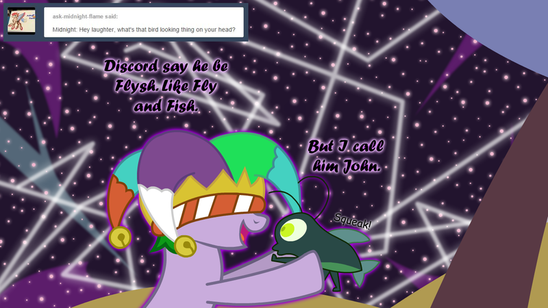 Size: 1280x720 | Tagged: safe, artist:hakunohamikage, derpibooru import, oc, oc:laughter, pony, ask-princesssparkle, ask, hat, jester hat, tumblr