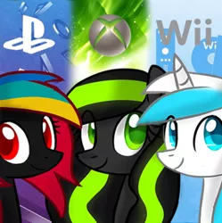 Size: 1528x1536 | Tagged: artist:marytheechidna, console ponies, derpibooru import, looking at you, playstation, profile picture, safe, smiling, wii, xbox