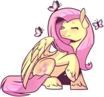 Size: 1024x953 | Tagged: safe, artist:ak4neh, derpibooru import, fluttershy, butterfly, pegasus, pony, blushing, cute, eyes closed, female, mare, raised hoof, shyabetes, simple background, sitting, solo, spread wings, transparent background, unshorn fetlocks, wings