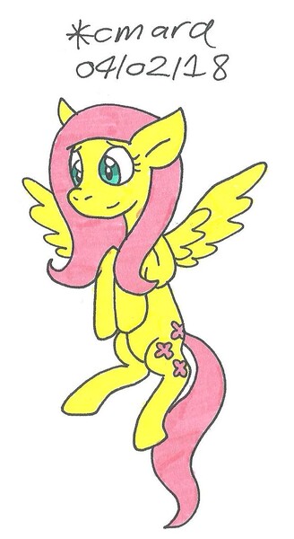 Size: 628x1148 | Tagged: artist:cmara, derpibooru import, fluttershy, safe, solo, traditional art