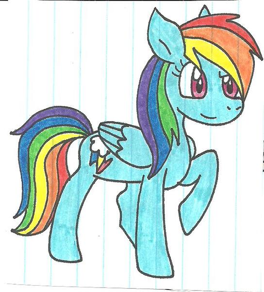 Size: 629x694 | Tagged: artist:cmara, derpibooru import, lined paper, rainbow dash, safe, solo, traditional art