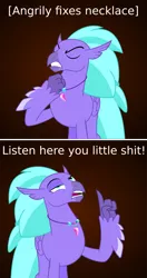 Size: 1573x2972 | Tagged: artist:grypher, classical hippogriff, comic, derpibooru import, hippogriff, jewelry, listen here, listen here you little, meme, necklace, raised claw, safe, school daze, seaspray, simple background, text, vector, vulgar