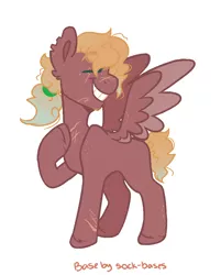 Size: 777x967 | Tagged: safe, artist:jaysey, derpibooru import, oc, oc:shampion, unofficial characters only, pegasus, pony, base used, blank flank, grin, magical gay spawn, male, offspring, parent:big macintosh, parent:thunderlane, parents:thundermac, ponytail, scar, simple background, smiling, solo, stallion, white background