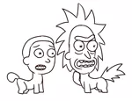 Size: 3120x2400 | Tagged: safe, artist:dsp2003, derpibooru import, pony, abomination, hilarious in hindsight, kill it, male, monochrome, morty smith, rick and morty, rick sanchez, shitposting, simple background, sketch, white background