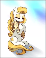 Size: 4385x5536 | Tagged: safe, artist:estories, derpibooru import, oc, oc:alice goldenfeather, oc:golden jewel, unofficial characters only, earth pony, pony, absurd resolution, female, filly, mother and daughter, sitting