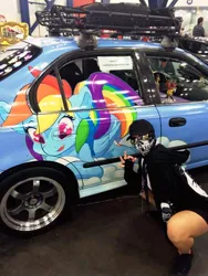 Size: 675x900 | Tagged: artist:shadman, car, derpibooru import, honda, honda civic, honda dash, human, irl, irl human, itasha, photo, rainbow dash, safe, shadman