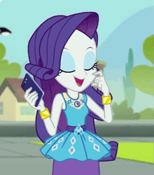 Size: 613x696 | Tagged: safe, derpibooru import, screencap, rarity, equestria girls, equestria girls series, text support, text support: rarity, animated, bracelet, cropped, cute, female, geode of shielding, gif, jewelry, magical geodes, mobile phone, phone, raribetes, smartphone