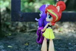 Size: 6000x4000 | Tagged: safe, artist:artofmagicpoland, derpibooru import, sunset shimmer, twilight sparkle, equestria girls, equestria girls series, breaking in, doll, equestria girls minis, female, irl, lesbian, photo, satire, shipping, sunsetsparkle, toy