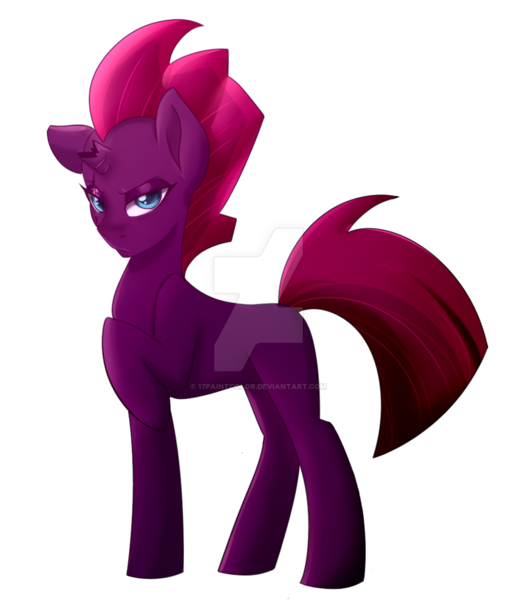 Size: 900x1044 | Tagged: safe, artist:paintcoloryt, derpibooru import, tempest shadow, pony, unicorn, my little pony: the movie, broken horn, eye scar, female, horn, looking at you, mare, one hoof raised, scar, simple background, solo, transparent background, watermark