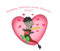 Size: 1500x1284 | Tagged: artist:slushnstuff, ask-clover-the-clever, box of chocolates, derpibooru import, discord, hearts and hooves day, safe, simple background, solo, transparent background, younger
