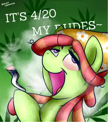 Size: 1600x1800 | Tagged: safe, artist:sugar morning, derpibooru import, tree hugger, 4/20, 420, bust, drugs, high, marijuana, open mouth, portrait, red eyes, smoke, smoke weed everyday, smoking, tree stoner