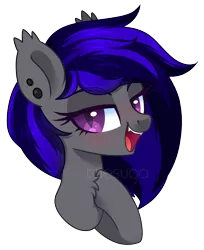 Size: 1392x1702 | Tagged: safe, artist:hawthornss, derpibooru import, oc, oc:moonshadow, unofficial characters only, bat pony, bat pony oc, bedroom eyes, chest fluff, cute, cute little fangs, ear fluff, fangs, lightly watermarked, looking at you, open mouth, simple background, smiling, solo, transparent background, watermark