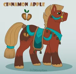 Size: 900x876 | Tagged: safe, artist:mistyline, derpibooru import, oc, oc:cinnamon apple, unofficial characters only, earth pony, pony, harness, male, offspring, parent:big macintosh, parent:oc:gipsy tamborine, parents:canon x oc, solo, stallion, tack, unshorn fetlocks